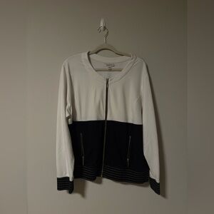 Dressbarn Black and White Sport Bomber Jacket 2X